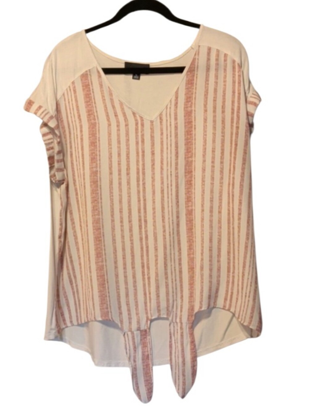 Women’s V-Neck Striped Tie-Front Blouse in Dusty Rose